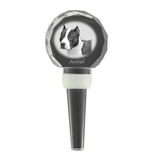 American Staffordshire Terrier, Amstaff - Crystal bottle stopper, unique wine stopper with photo, personalised gift for sommelier by Art-Dog brand