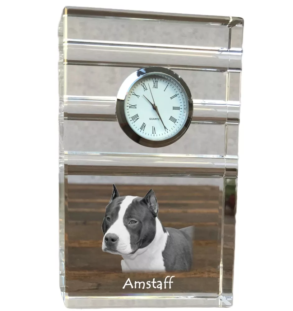 Amerykański Staffordshire terrier zegar trój-paskowy z psem Art-Dog