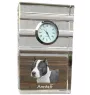 American Staffordshire Terrier, Amstaff - Glasuhr mit Foto, Foto eines Hundes im Kristall, personalisierte Tischuhr für das Büro der Marke Art-Dog
