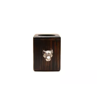 American Staffordshire Terrier, Amstaff, Am staff, Staff - bougeoir en bois avec un chien, un souvenir unique après la perte d'un chien, une œuvre artisanale de la marque Art-Dog