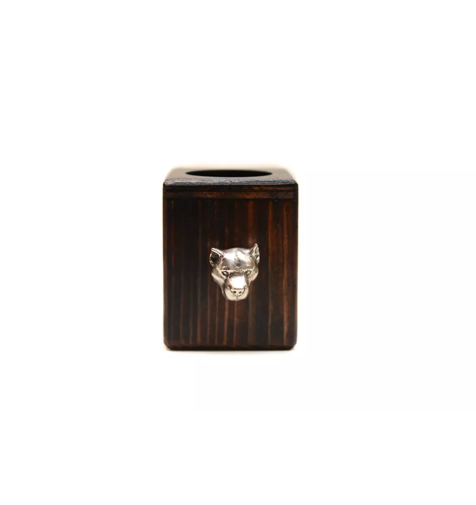 American Staffordshire Terrier, Amstaff, Am staff, Staff - bougeoir en bois avec un chien, un souvenir unique après la perte d'un chien, une œuvre artisanale de la marque Art-Dog