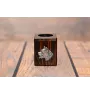 American Staffordshire Terrier, Amstaff I - wooden candle holder with a dog, a unique souvenir after losing a dog, a handicraft from the Art-Dog brand