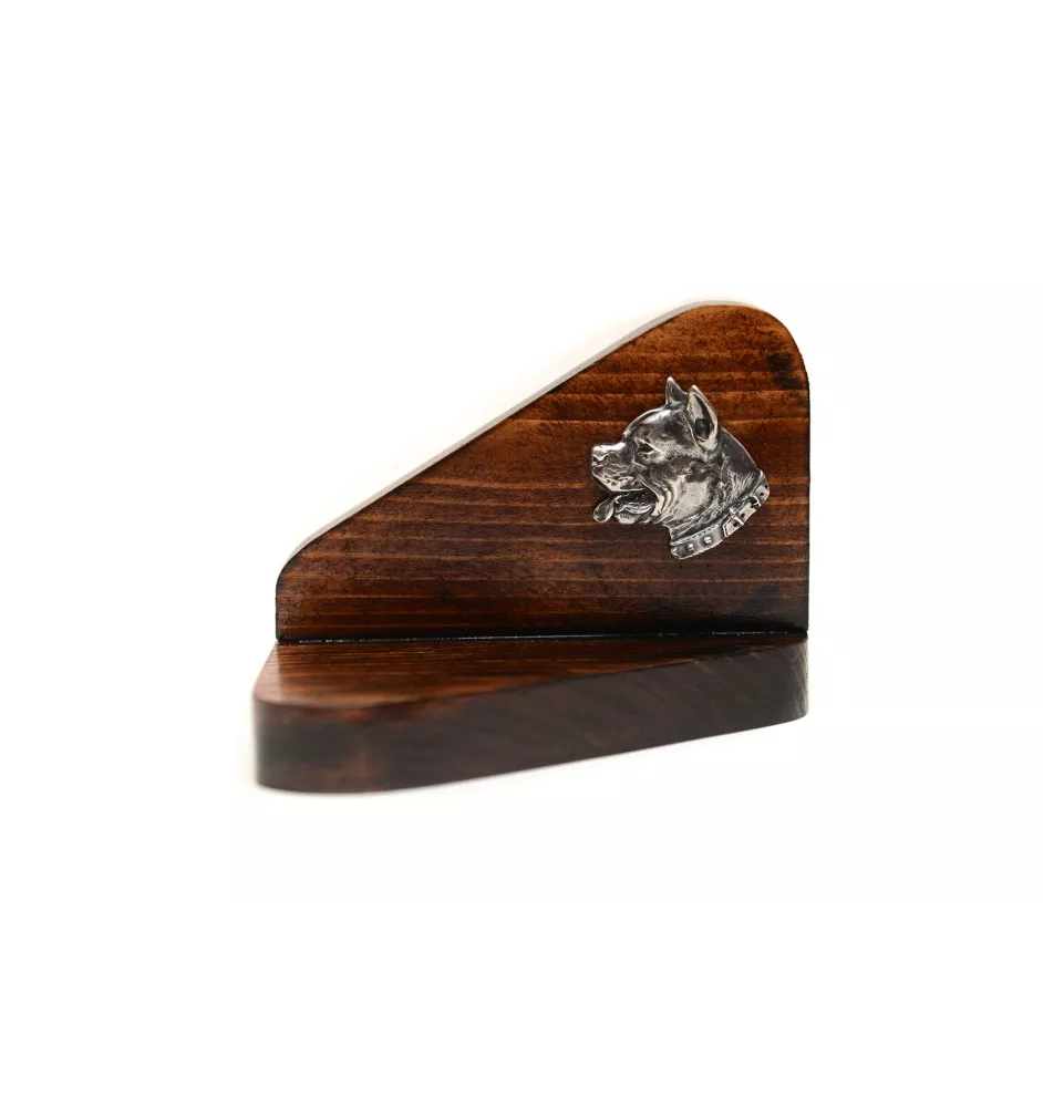 American Staffordshire Terrier, Amstaff I - wooden candle holder with a dog, tealight holder, a memorial place for a dog by Art-Dog brand