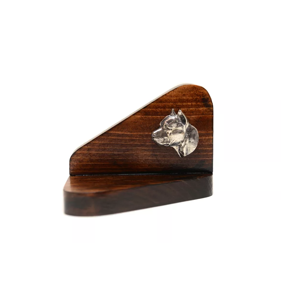 American Staffordshire Terrier, Amstaff II - wooden candle holder with a dog, tealight holder, a memorial place for a dog by Art-Dog brand