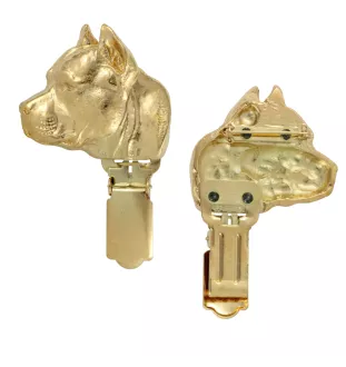 American Staffordshire Terrier, Amstaff, Am staff, Staff I - broche avec pince, support doré pour numéro de départ, élégante épingle pour exposition de chiens de la marque Art-Dog
