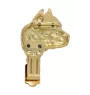 American Staffordshire Terrier, Amstaff I - brooch with a clip, gold-plated holder for a race number, elegant dog show pin from Art-Dog brand