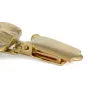 American Staffordshire Terrier, Amstaff I - brooch with a clip, gold-plated holder for a race number, elegant dog show pin from Art-Dog brand