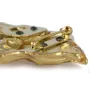 American Staffordshire Terrier, Amstaff I - brooch with a clip, gold-plated holder for a race number, elegant dog show pin from Art-Dog brand