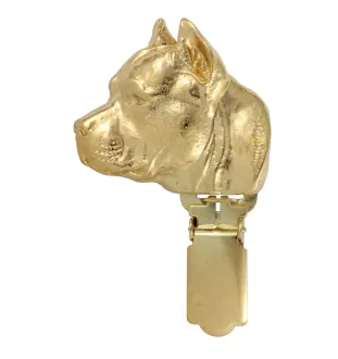 American Staffordshire Terrier, Amstaff, Am staff, Staff I - broche avec pince, support doré pour numéro de départ, cadeau pour exposition de chiens de la marque Art-Dog