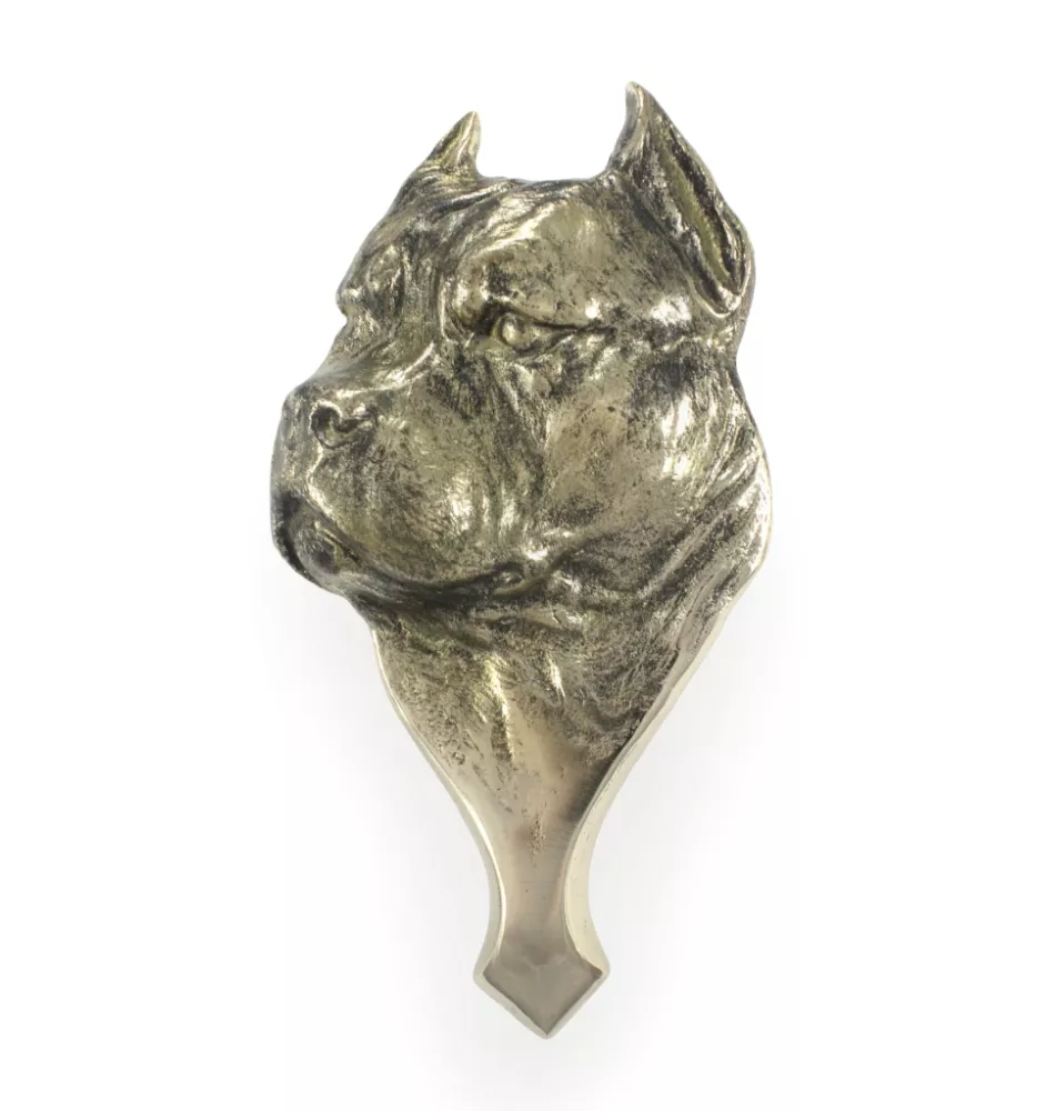 American Staffordshire Terrier, Amstaff, Am staff, Staff - heurtoir de porte en forme de tête de chien, heurtoir en laiton, décoration rétro de porte de la marque Art-Dog