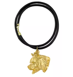American Staffordshire Terrier, Amstaff, Am staff, Staff I - porte-clés et collier avec chien dans une boîte, produit plaqué or de haute qualité, marque Art-Dog