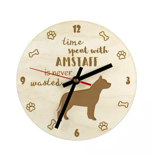 American Staffordshire Terrier, Amstaff - Hundeuhr, Holzuhr, Wanduhr für Hundefreunde, Tisch- und Regaluhr, Art-Dog