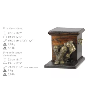 American Staffordshire Terrier, Amstaff, Am staff, Staff IV - urne pour les cendres d'un chien avec une statuette, une urne élégante pour chien, une urne exceptionnelle avec un buste de chien de la ma