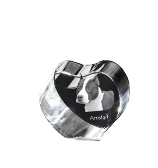American Staffordshire Terrier, Amstaff, Am staff, Staff - une photo de chien dans un cristal, un cœur en cristal, un cadre photo exceptionnel de la marque Art-Dog