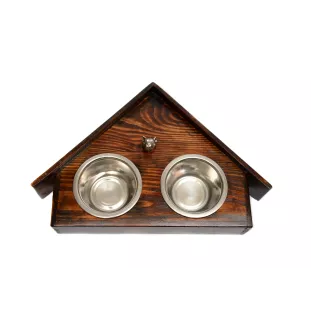 American Staffordshire Terrier, Amstaff, Am staff, Staff - support en bois avec des bols pour chien, bols pour chien décoratifs, cadeau pour l'adoption d'un chien de la marque Art-Dog