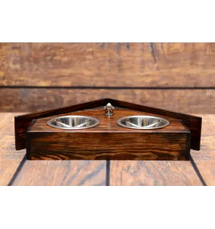 American Staffordshire Terrier, Amstaff, Am staff, Staff - support en bois avec des bols pour chien, bols pour chien décoratifs, cadeau pour l'adoption d'un chien de la marque Art-Dog