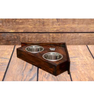 American Staffordshire Terrier, Amstaff, Am staff, Staff I - support en bois avec des bols pour chien, bols pour chien décoratifs, cadeau pour l'adoption d'un chien de la marque Art-Dog