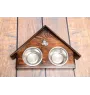 American Staffordshire Terrier, Amstaff II - wooden stand with bowls for a dog, decorative dog bowls, a gift for adopting a dog from the Art-Dog brand