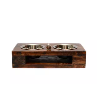 American Staffordshire Terrier, Amstaff - wooden stand with bowls for a dog, steel dog bowls, a gift for adopting a dog from the Art-Dog brand