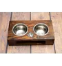 American Staffordshire Terrier, Amstaff I - wooden stand with bowls for a dog, steel dog bowls, a gift for adopting a dog from the Art-Dog brand