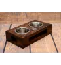 American Staffordshire Terrier, Amstaff I - wooden stand with bowls for a dog, steel dog bowls, a gift for adopting a dog from the Art-Dog brand