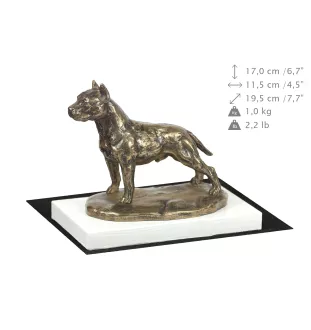 American Staffordshire Terrier, Amstaff, Am staff, Staff - statuette de chien, figurine sur un socle blanc, trophée pour exposition de chiens de la marque Art-Dog