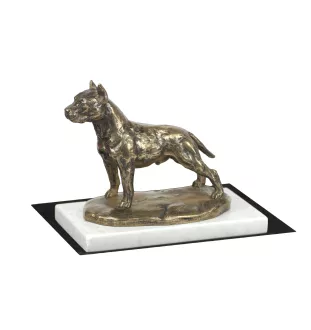American Staffordshire Terrier, Amstaff, Am staff, Staff - une statuette de chien, une figurine en marbre blanc, un trophée pour l'exposition de chiens de la marque Art-Dog