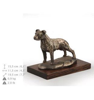 American Staffordshire Terrier, Amstaff II - Hundestatue, Figur auf weißem Marmor, Trophäe für die Art-Dog-Hundeaustellung