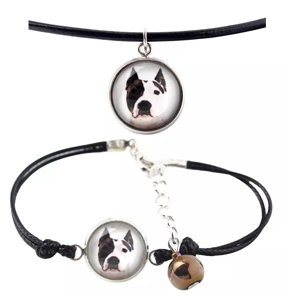 American Staffordshire Terrier, Amstaff, Am staff, Staff - ensemble de bijoux avec votre photo, ensemble fait à la main, bracelet et collier de la marque Art.-Dog