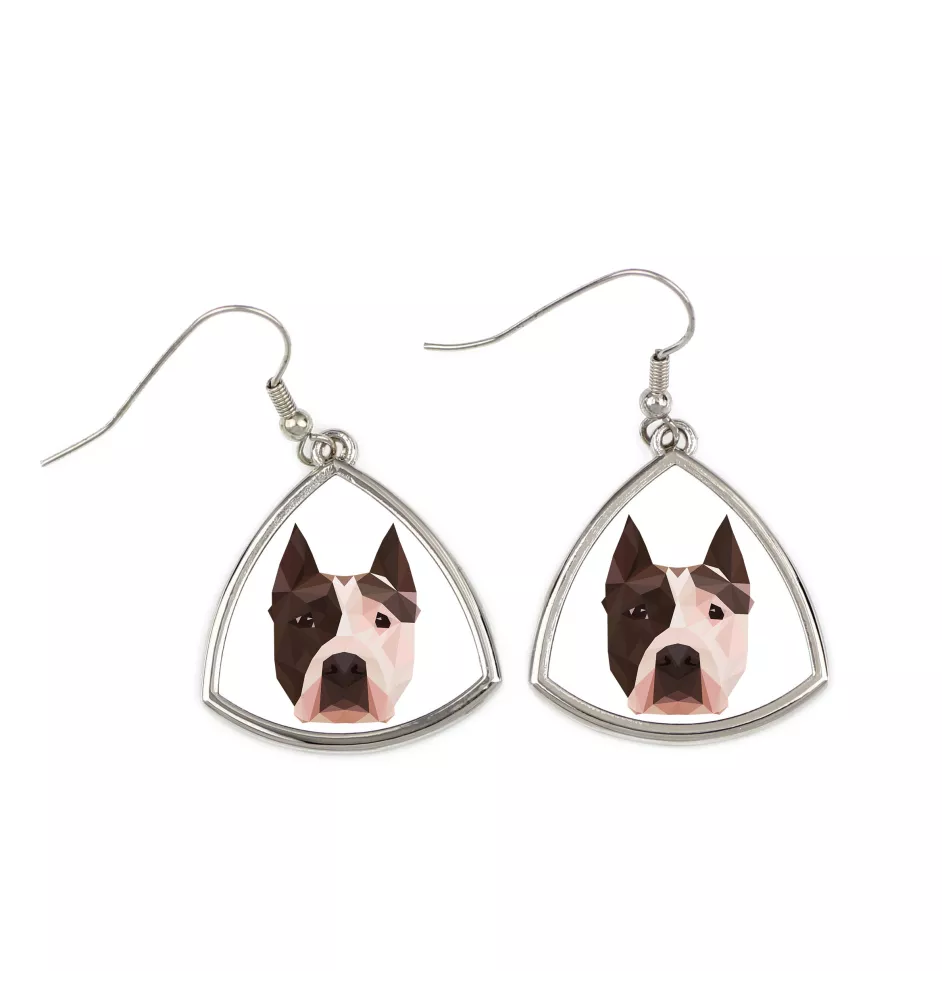 American Staffordshire Terrier, Amstaff - earrings with a picture and the inscription geometric dog Art-Dog