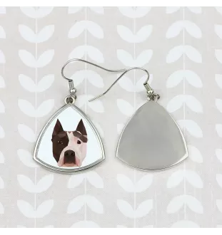 American Staffordshire Terrier, Amstaff - earrings with a picture and the inscription geometric dog Art-Dog