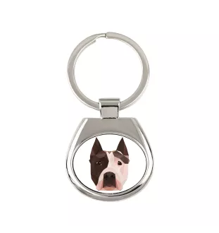 American Staffordshire Terrier, Amstaff, Am staff, Staff - porte-clés géométrique avec photo et inscription Art-Dog