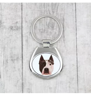 American Staffordshire Terrier, Amstaff, Am staff, Staff - porte-clés géométrique avec photo et inscription Art-Dog