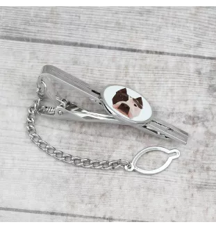 American Staffordshire Terrier, Amstaff - geometric tie clip with a picture and inscription from Art-Dog