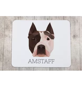 American Staffordshire Terrier, Amstaff - geometrisches Mauspad mit Bild und Aufschrift von Art-Dog