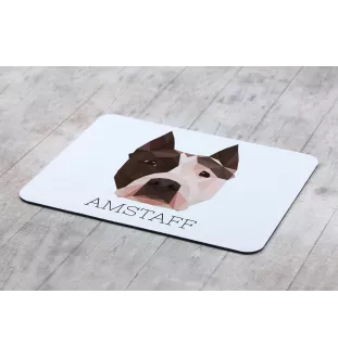 American Staffordshire Terrier, Amstaff, Am staff, Staff - tapis de souris géométrique avec photo et inscription Art-Dog