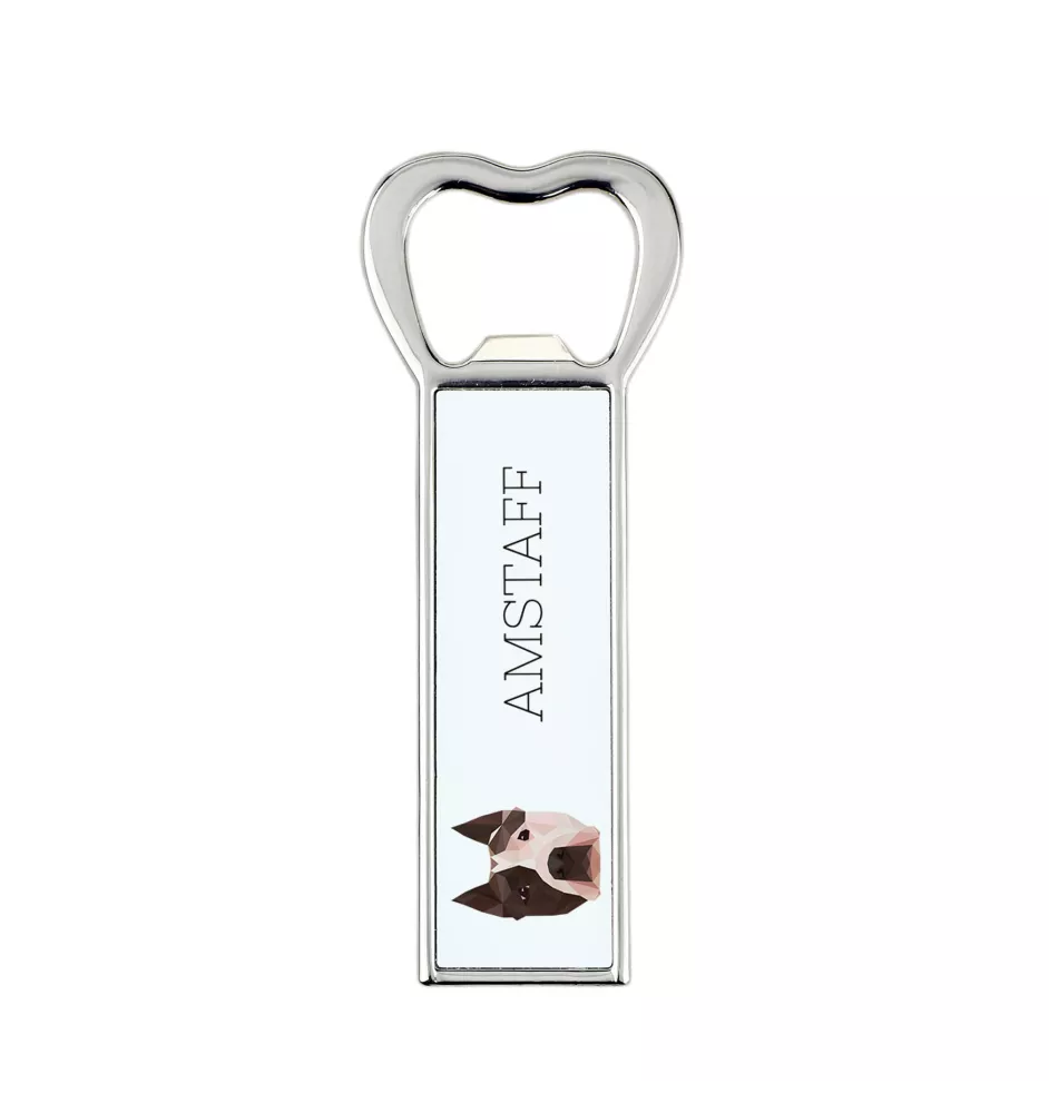 American Staffordshire Terrier, Amstaff - bottle opener with a picture and inscription for beer by Art-Dog