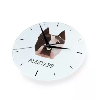 American Staffordshire Terrier, Amstaff - geometric wall clock with a picture and the brand name Art-Dog
