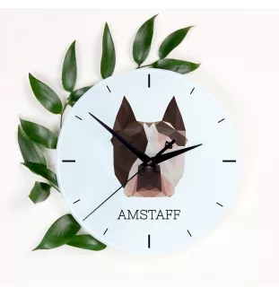 Amerykański Staffordshire terrier zegar geometryczny Art-Dog