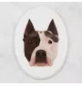 American Staffordshire Terrier, Amstaff - Fliese mit geometrischem Bild und Schriftzug der Marke Art-Dog