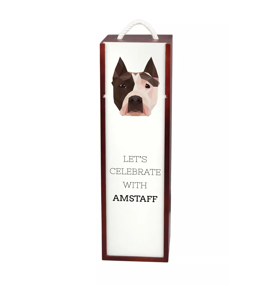 Amerykański Staffordshire terrier pudełko na wino geometryczne Art-Dog