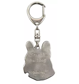 Französische Bulldogge I - Versilberter Schlüsselanhänger mit Hund, Handtaschen-Dekoration, Rucksack-Anhänger der Marke Art-Dog