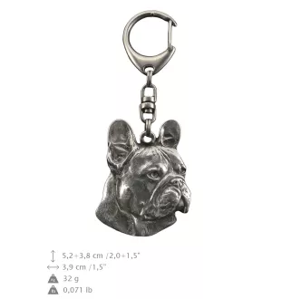 Bouledogue français I - Porte-clés argenté avec chien, décoration de sac à main, pendentif de sac à dos par la marque Art-Dog