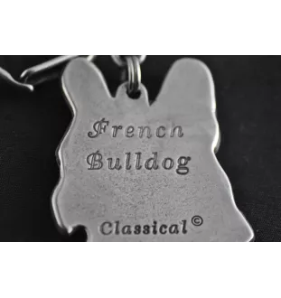 Französische Bulldogge I - Versilberter Schlüsselanhänger mit Hund, Handtaschen-Dekoration, Rucksack-Anhänger der Marke Art-Dog