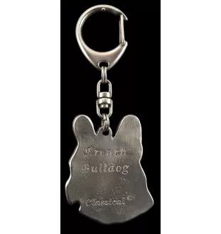 Bouledogue français I - Porte-clés argenté avec chien, décoration de sac à main, pendentif de sac à dos par la marque Art-Dog