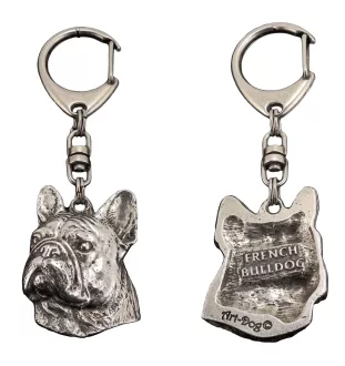 Bouledogue français II - Porte-clés argenté avec chien, décoration de sac à main, pendentif de sac à dos par la marque Art-Dog