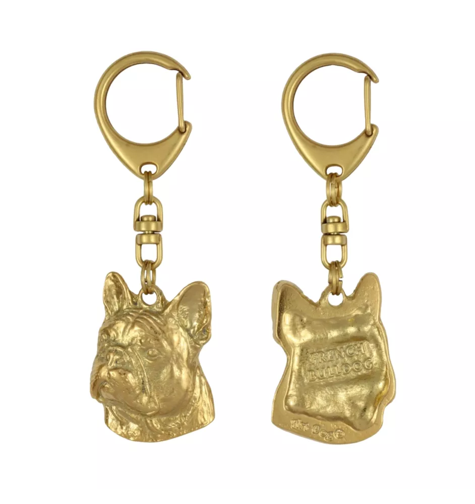Bouledogue français II - Porte-clés doré avec chien, décoration de sac à main, accessoire de luxe de la marque Art-Dog