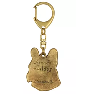 Französische Bulldogge I - Vergoldeter Schlüsselanhänger mit Hund in Geschenkbox, Handtaschen-Dekoration, Luxus-Accessoire der Marke Art-Dog