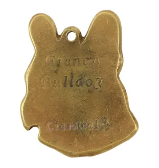 Bouledogue français I - Porte-clés doré avec chien dans boîte cadeau, décoration de sac à main, accessoire de luxe de la marque Art-Dog