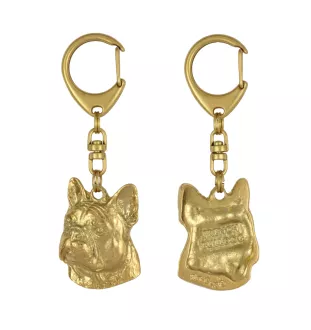 Französische Bulldogge II - Vergoldeter Schlüsselanhänger mit Hund in Geschenkbox, Handtaschen-Dekoration, Luxus-Accessoire der Marke Art-Dog